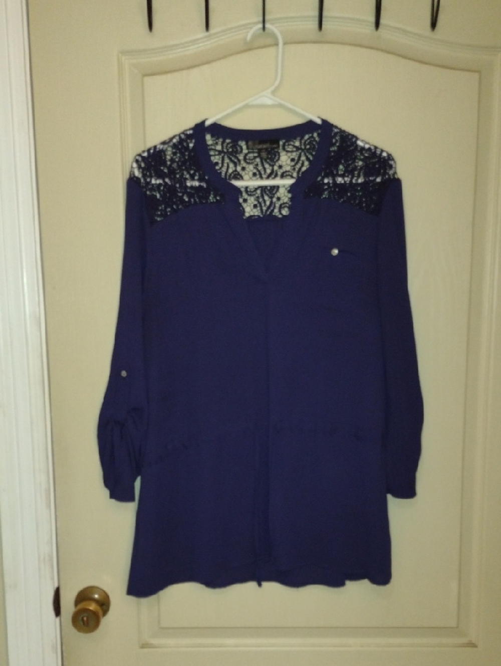 Signature Studio Lace-Yoke Tunic Top - Royal Blue